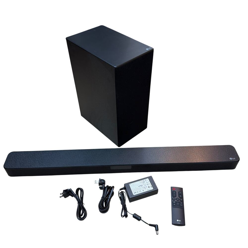 LG SN5A Wireless Soundbar with Subwoofer SPN5BM-W Remote and Power Cords